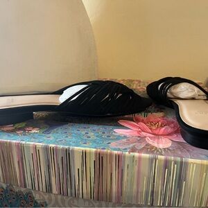 Black Women's Woven Slide Sandals - Elegant Slip-On